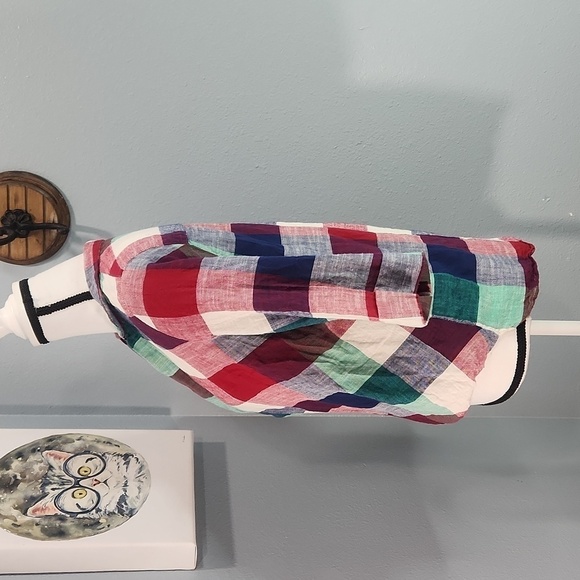 Hayden Los Angeles Cotton Summer Plaid Blouse - Picture 4 of 5